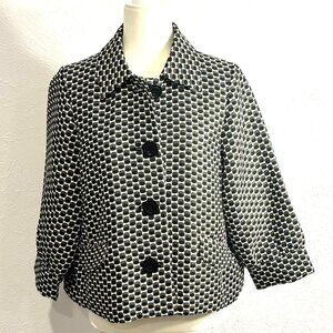 RAFAEL Geometric Weave Jacket, BIG BITTONS, Size 12, 3/4 Sleeve, Fully Lined